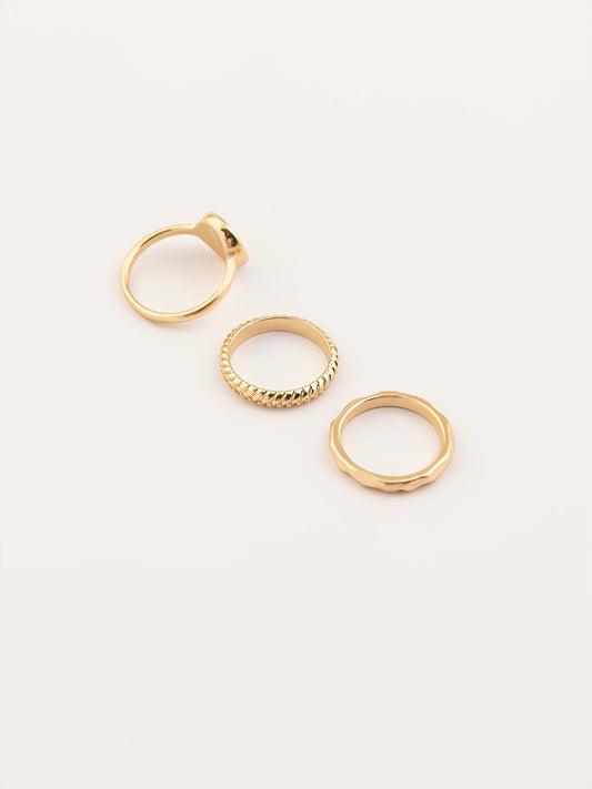 Metallic Bold Ring Set