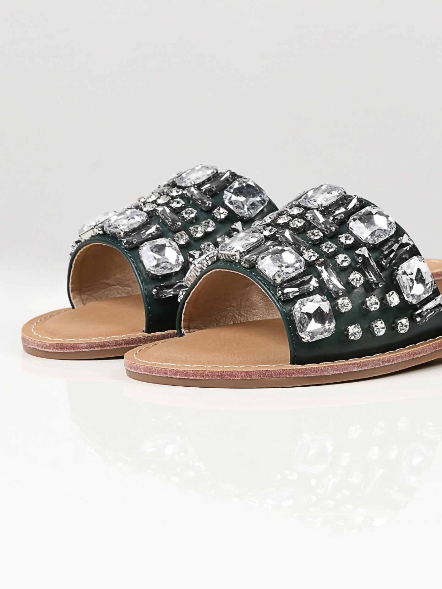 Limelight - Stone Studded Flats - Green