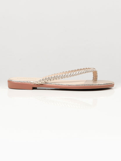 Limelight - Shimmer Braided Flip Flops - Gold