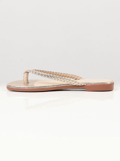 Limelight - Shimmer Braided Flip Flops - Gold