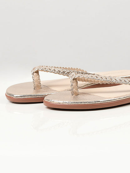 Limelight - Shimmer Braided Flip Flops - Gold