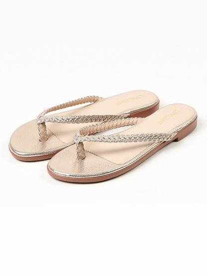 Limelight - Shimmer Braided Flip Flops - Gold