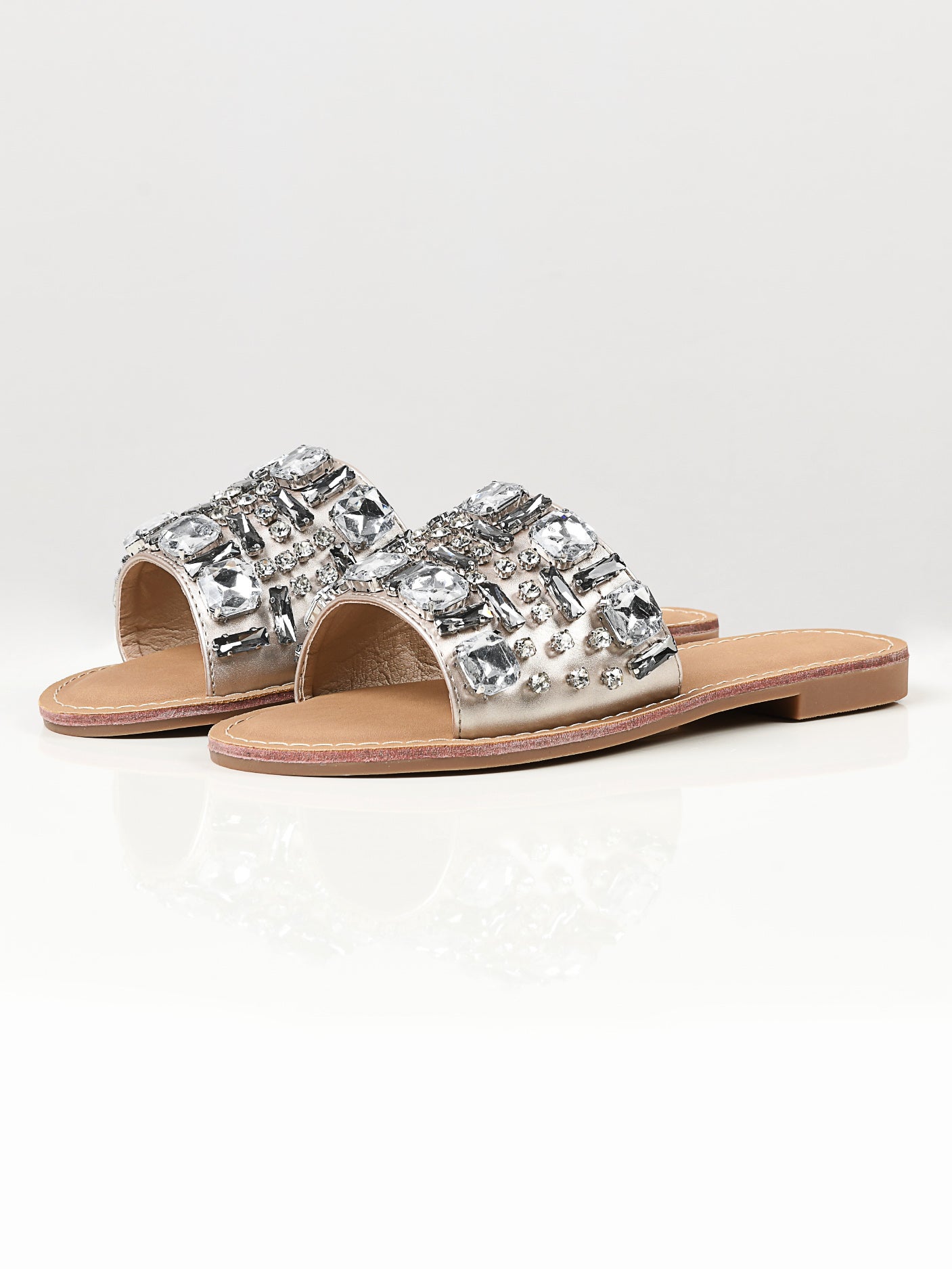 Limelight - Stone Studded Flats - Light Gold