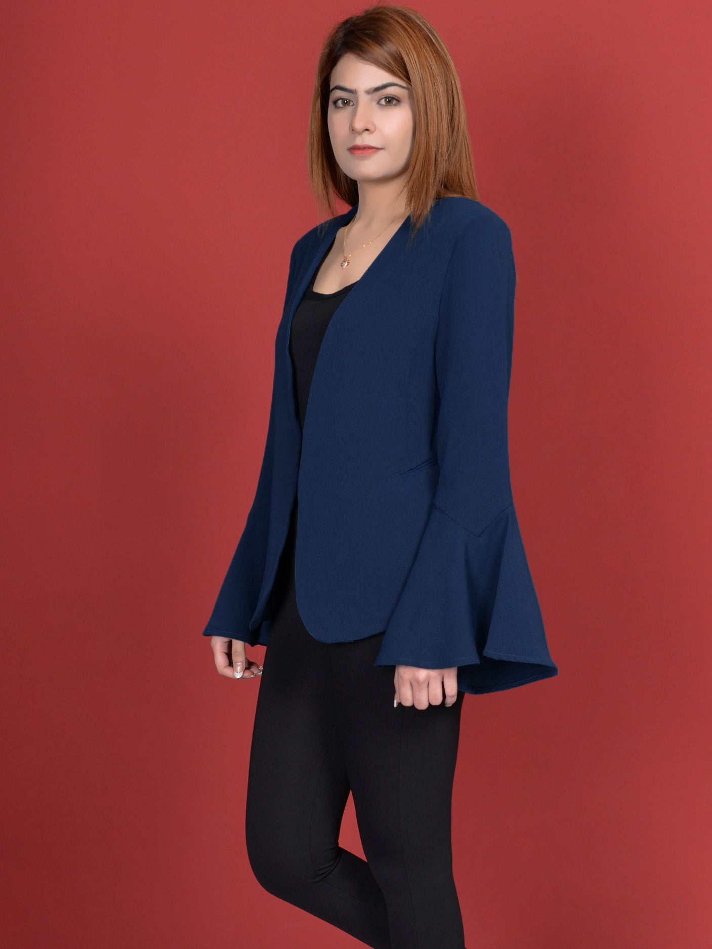 Limelight - Ruffle Sleeved Coat - Blue