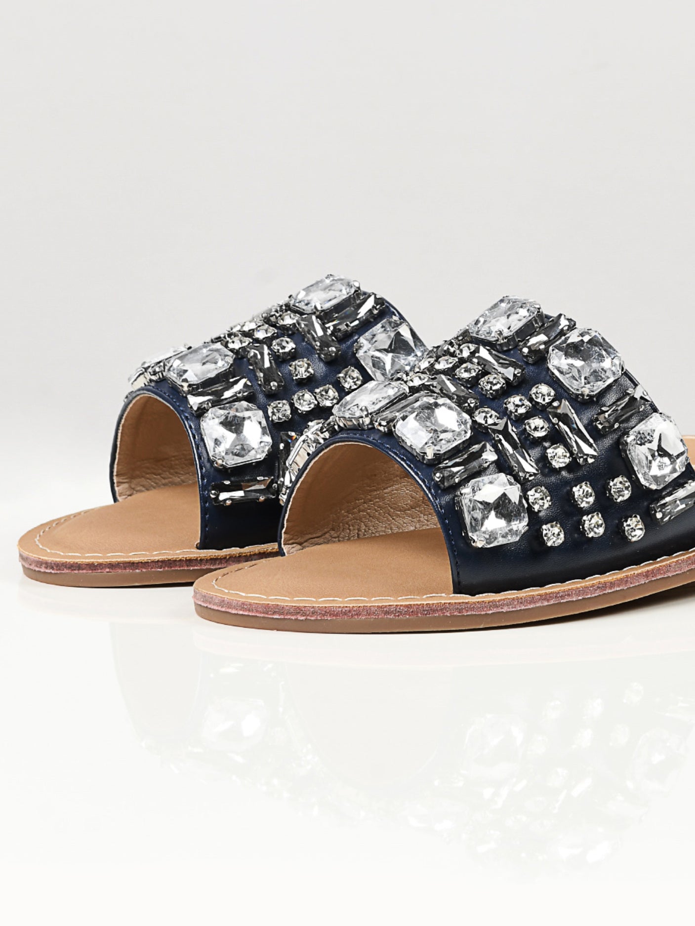 Limelight - Stone Studded Flats - Navy Blue