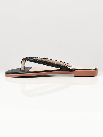 Limelight - Shimmer Braided Flip Flops - Black