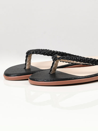 Limelight - Shimmer Braided Flip Flops - Black