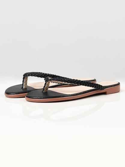 Limelight - Shimmer Braided Flip Flops - Black