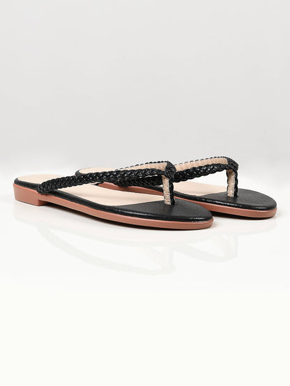 Limelight - Shimmer Braided Flip Flops - Black