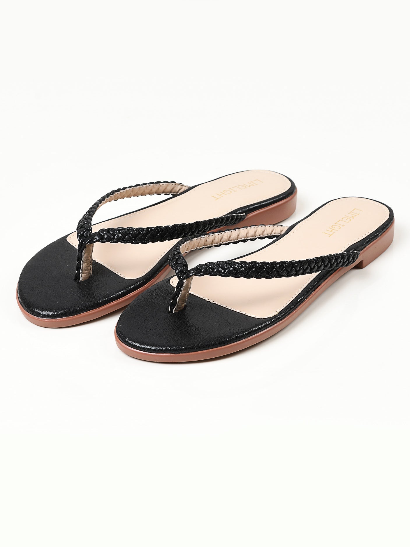 Limelight - Shimmer Braided Flip Flops - Black