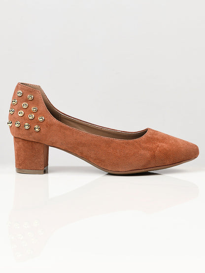 Limelight - Studded Suede Heels - Brown