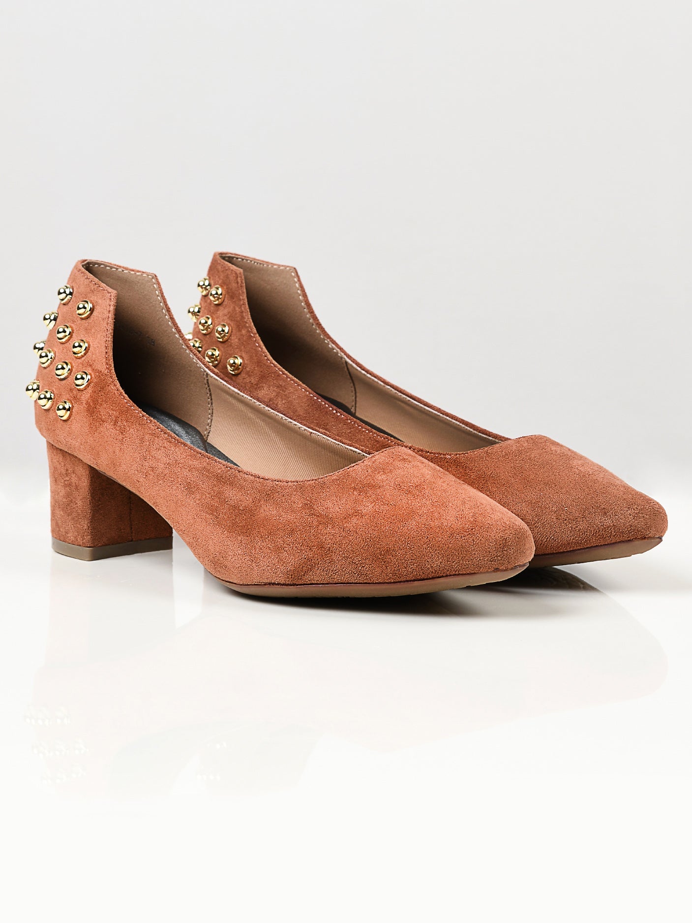 Limelight - Studded Suede Heels - Brown