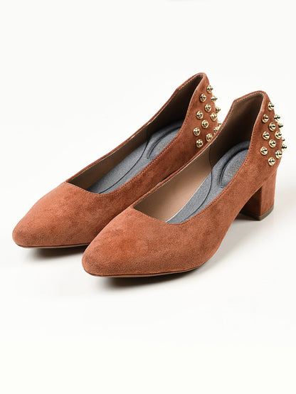 Limelight - Studded Suede Heels - Brown