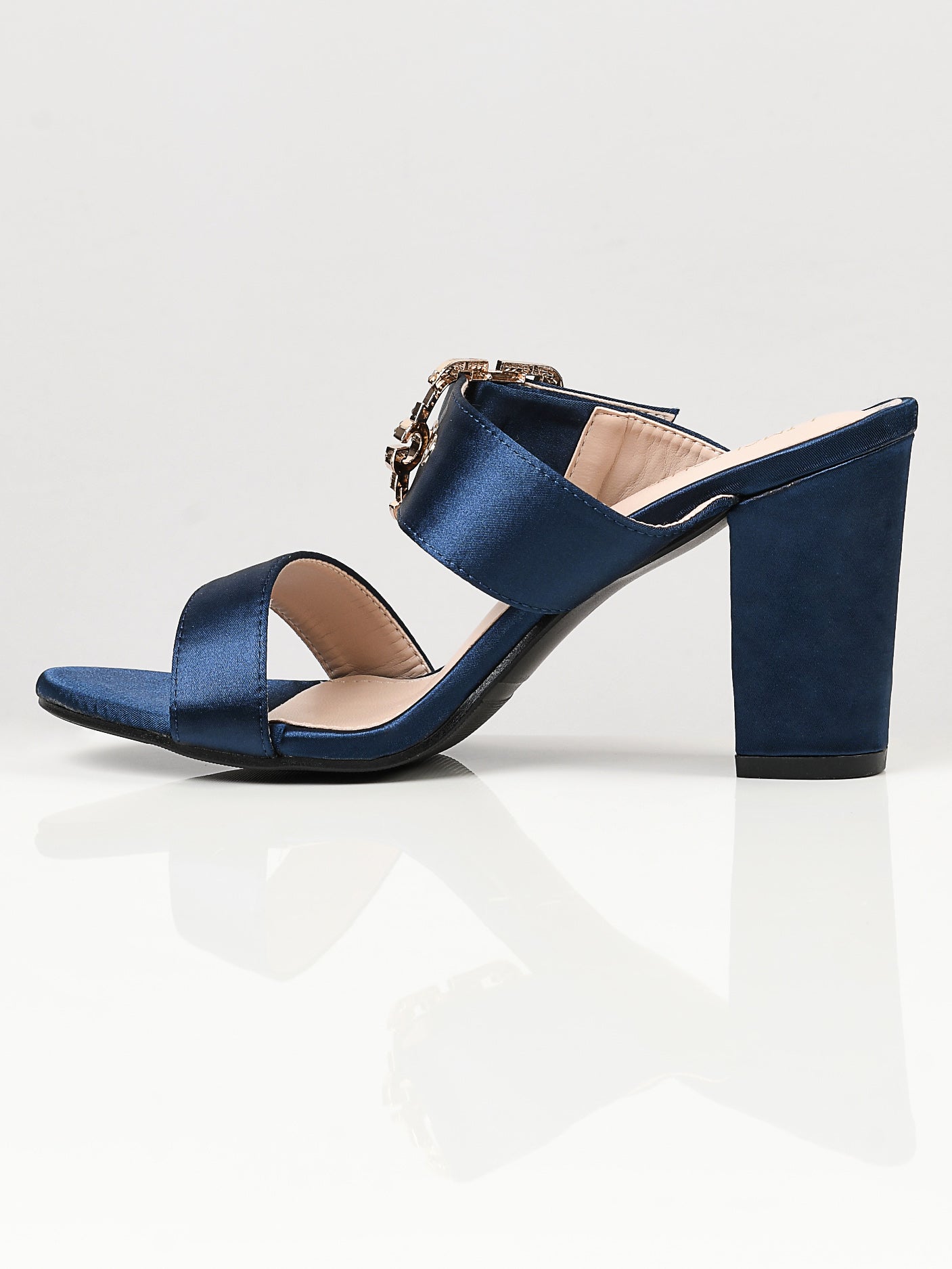 Limelight - Satin Buckle Heels - Blue