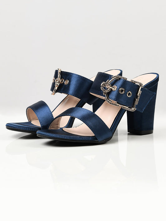 Limelight - Satin Buckle Heels - Blue