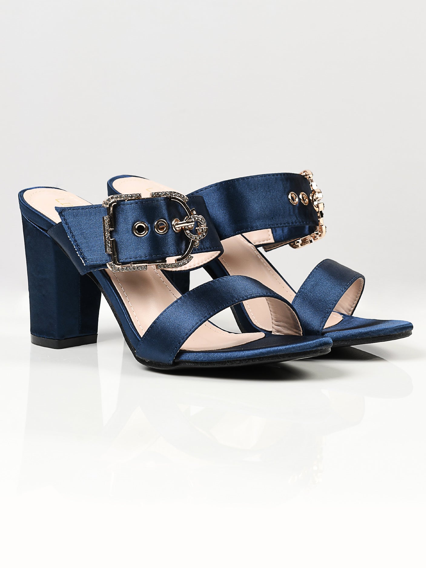 Limelight - Satin Buckle Heels - Blue