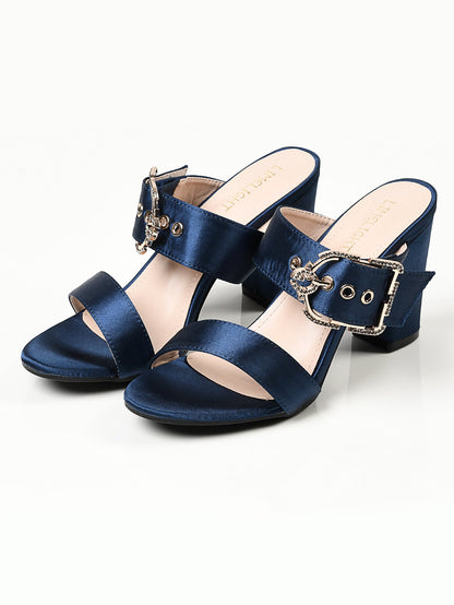 Limelight - Satin Buckle Heels - Blue