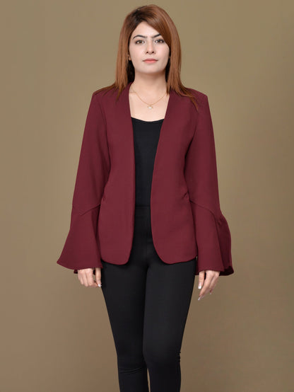 Limelight - Ruffle Sleeved Coat - Maroon