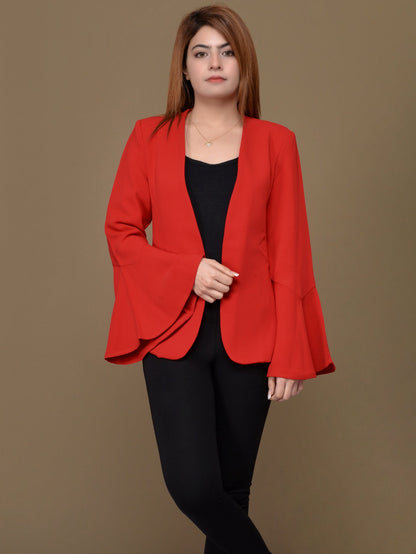 Limelight - Ruffle Sleeved Coat - Light Red