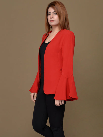 Limelight - Ruffle Sleeved Coat - Light Red