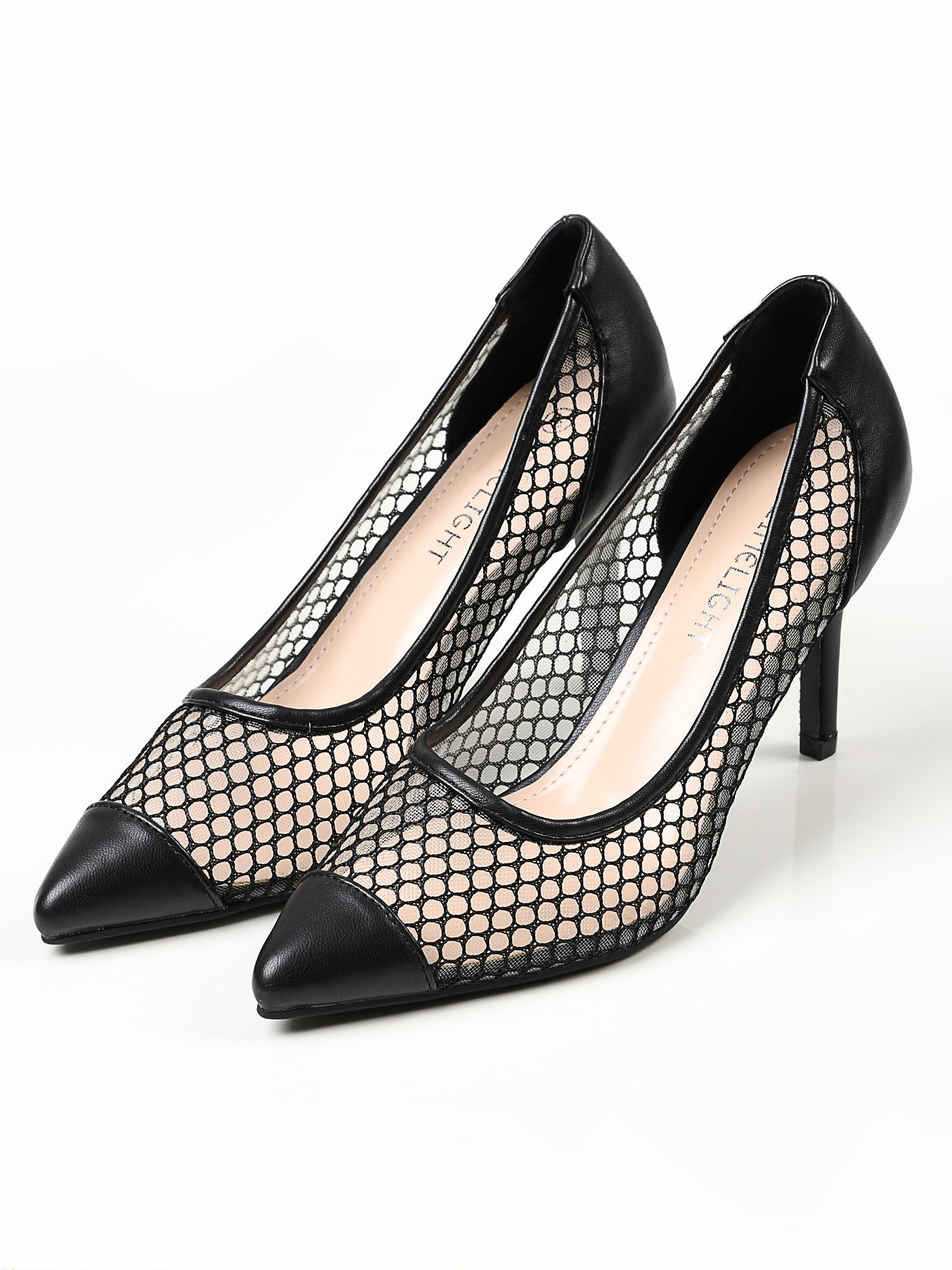 Limelight - Pointed Net Heels - Black