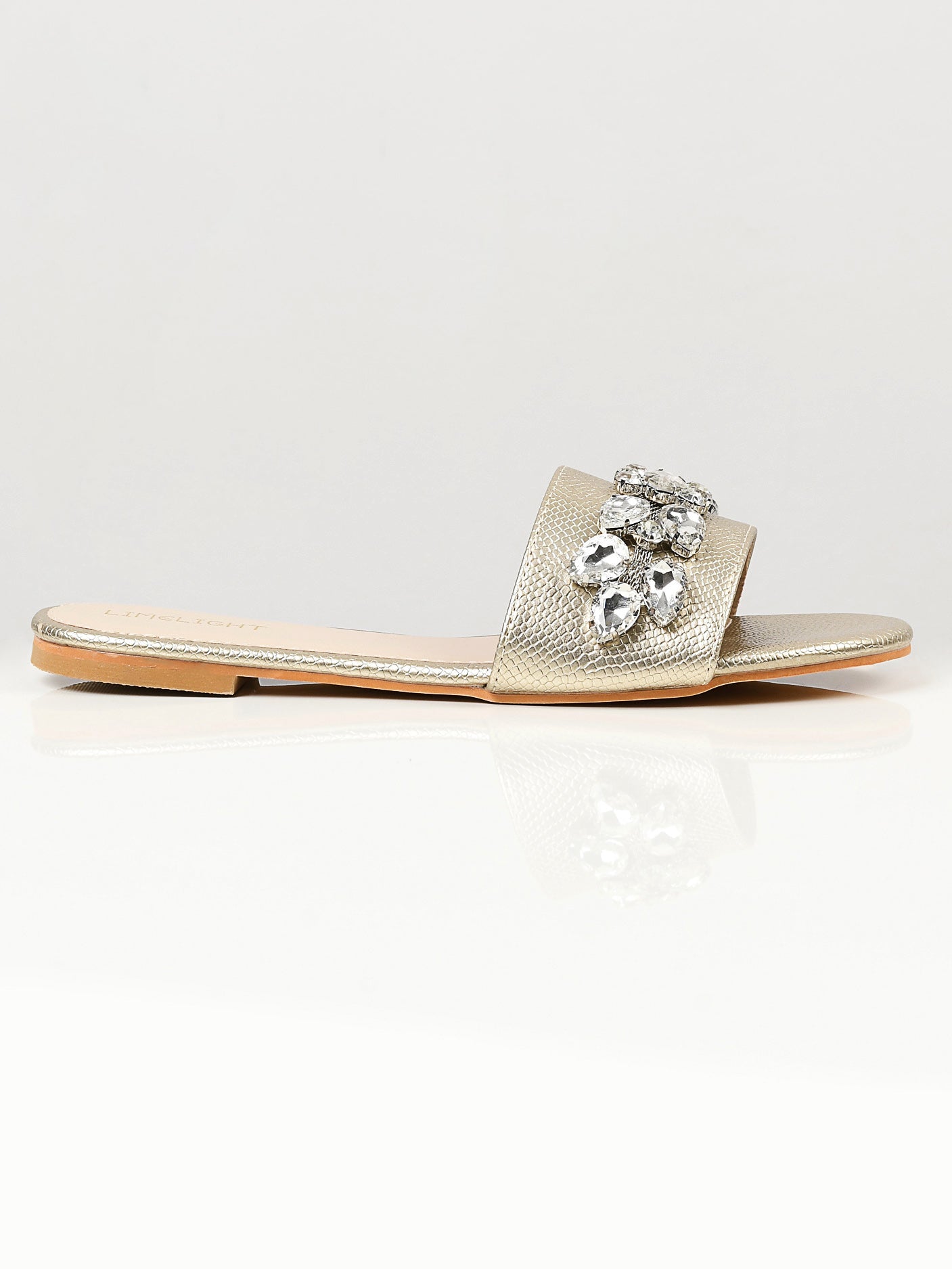 Limelight - Stone Studded Slides - Gold