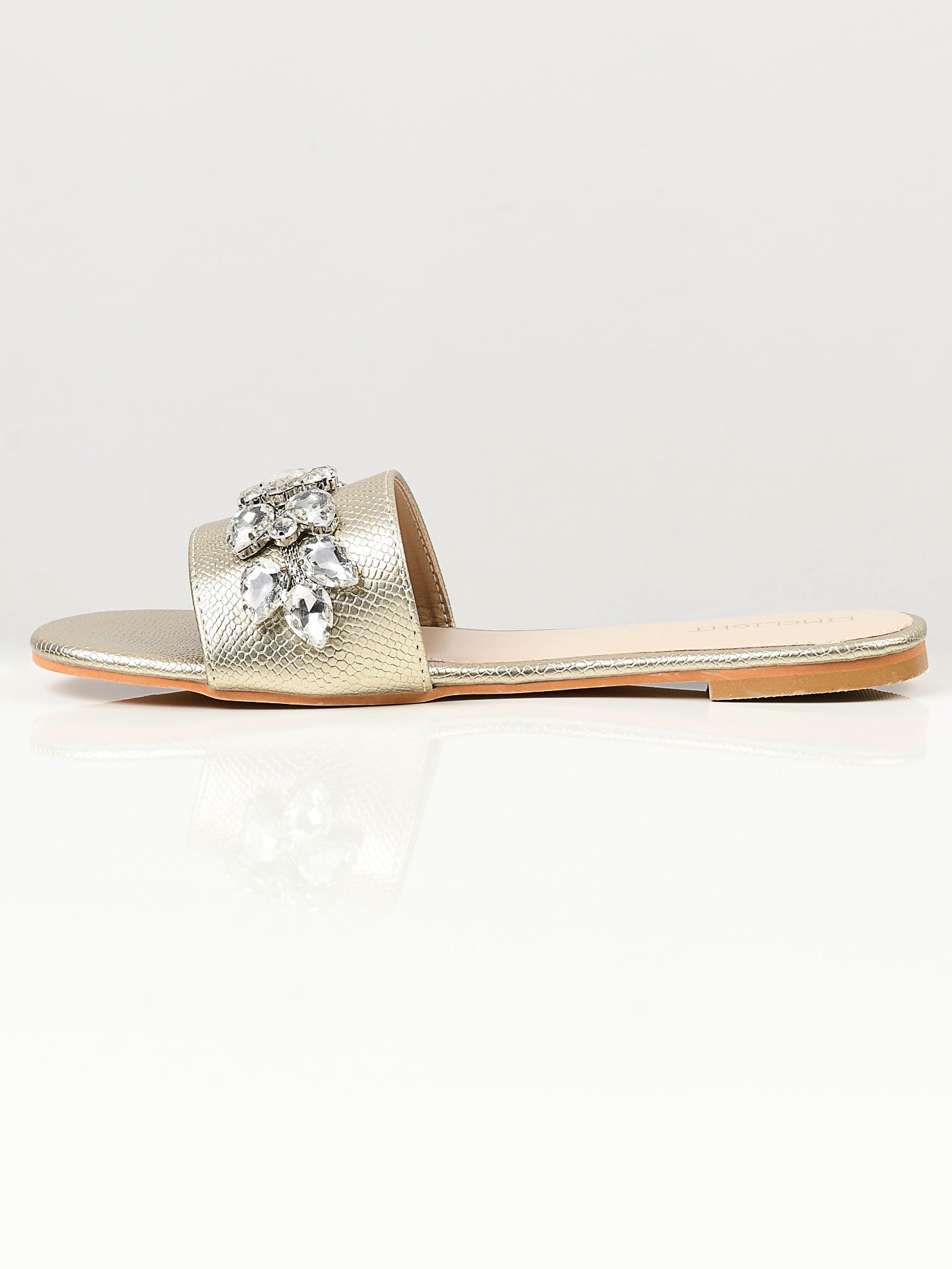 Limelight - Stone Studded Slides - Gold