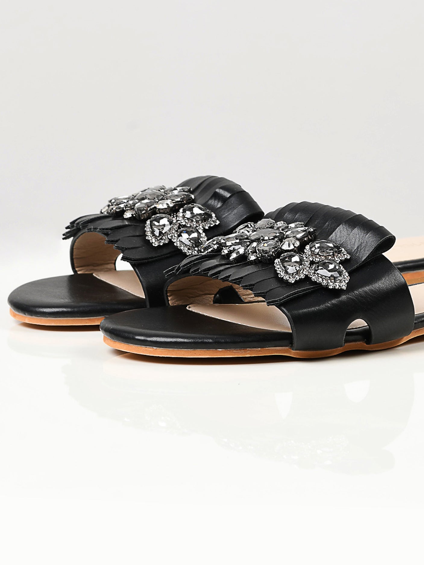 Limelight - Stone Fringe Slides - Black