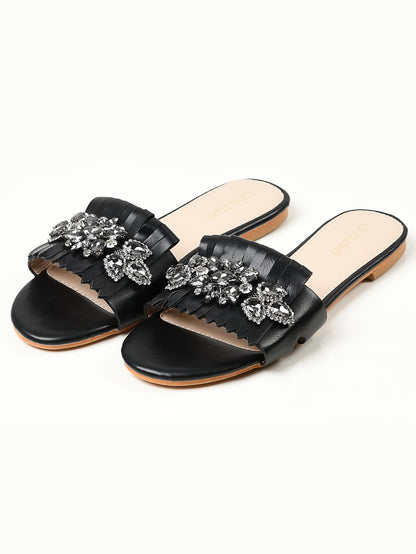 Limelight - Stone Fringe Slides - Black