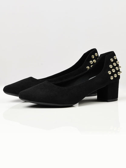 Limelight - Studded Suede Heels - Black