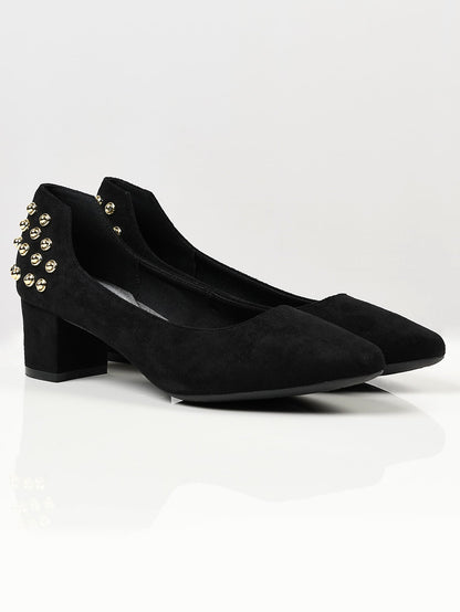 Limelight - Studded Suede Heels - Black