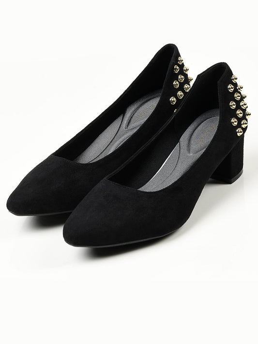 Limelight - Studded Suede Heels - Black