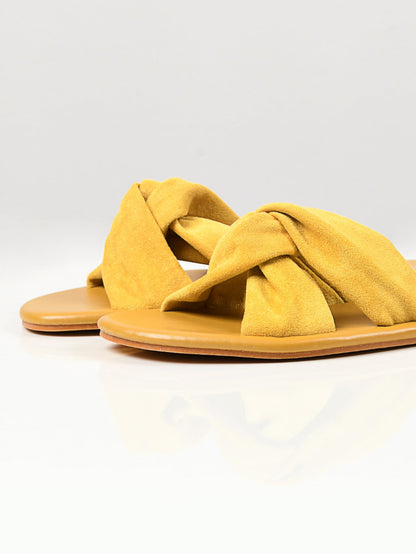 Limelight - Knotted Suede Flats - Yellow