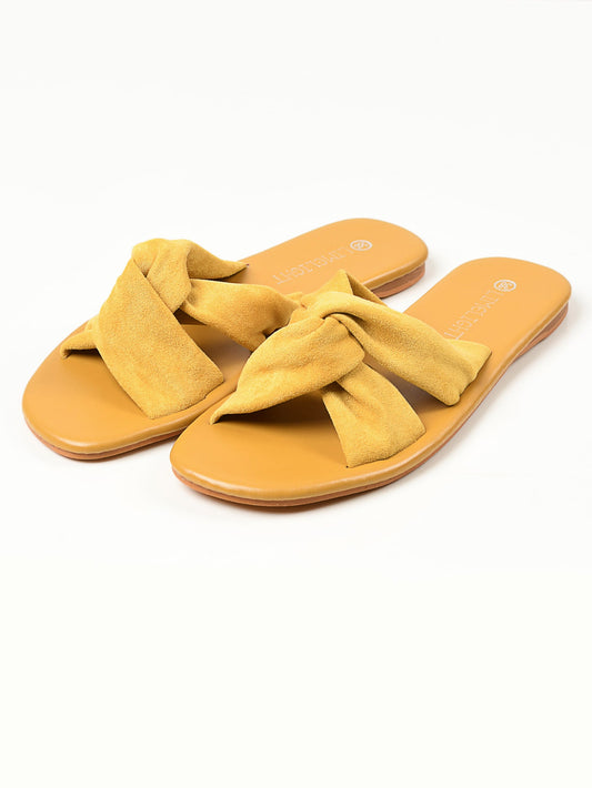 Limelight - Knotted Suede Flats - Yellow