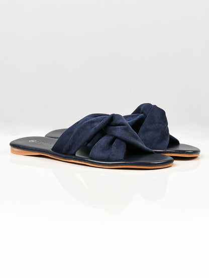 Limelight - Knotted Suede Flats - Blue