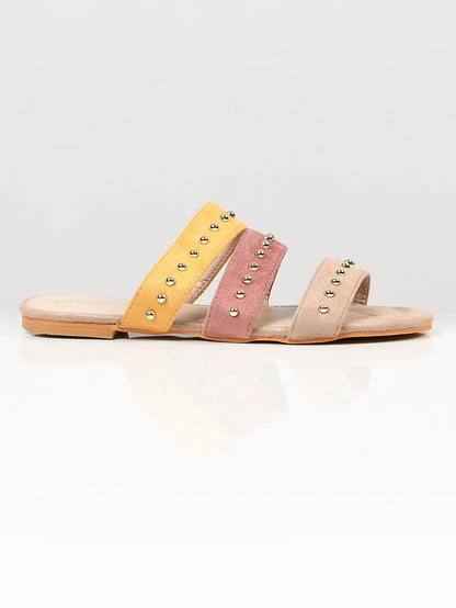 Limelight - Studded Strap Flats - Yellow