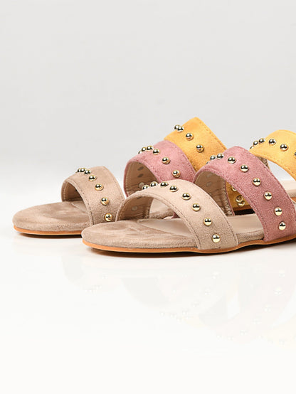 Limelight - Studded Strap Flats - Yellow