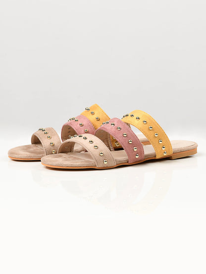 Limelight - Studded Strap Flats - Yellow