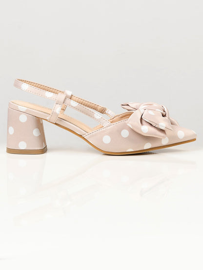 Limelight - Printed Bow Heels - Light Peach