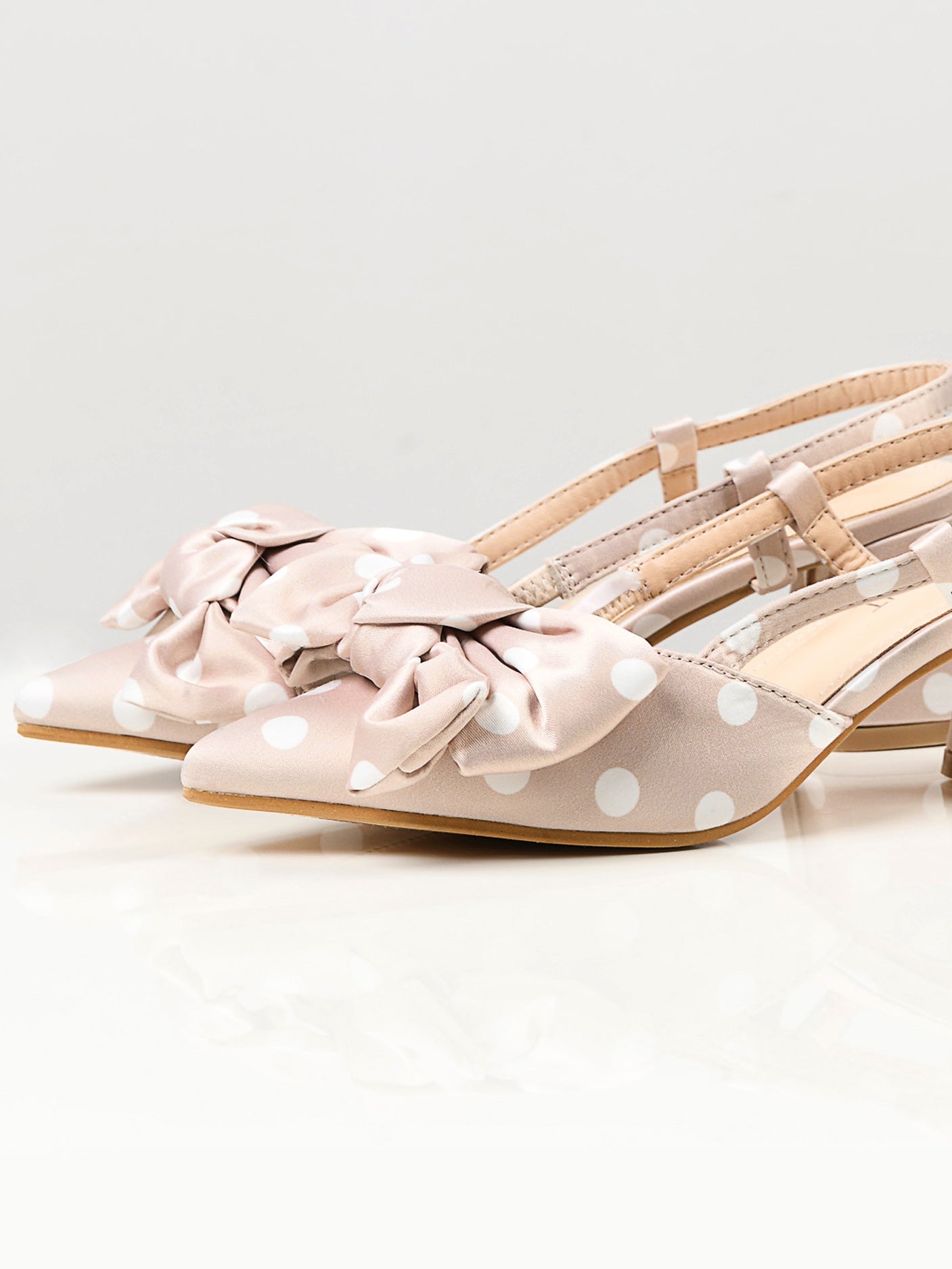 Limelight - Printed Bow Heels - Light Peach