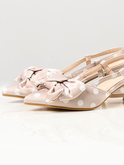 Limelight - Printed Bow Heels - Light Peach