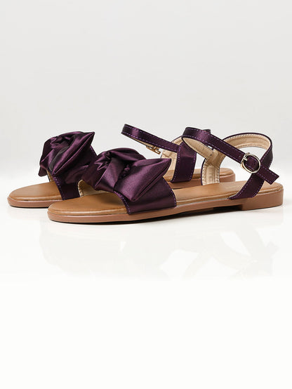 Limelight - Satin Bow Sandals - Purple