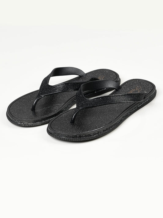 Limelight - Shimmery Flip Flops - Black