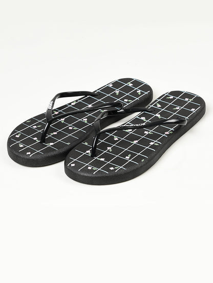 Limelight - Printed Flip Flops - Black