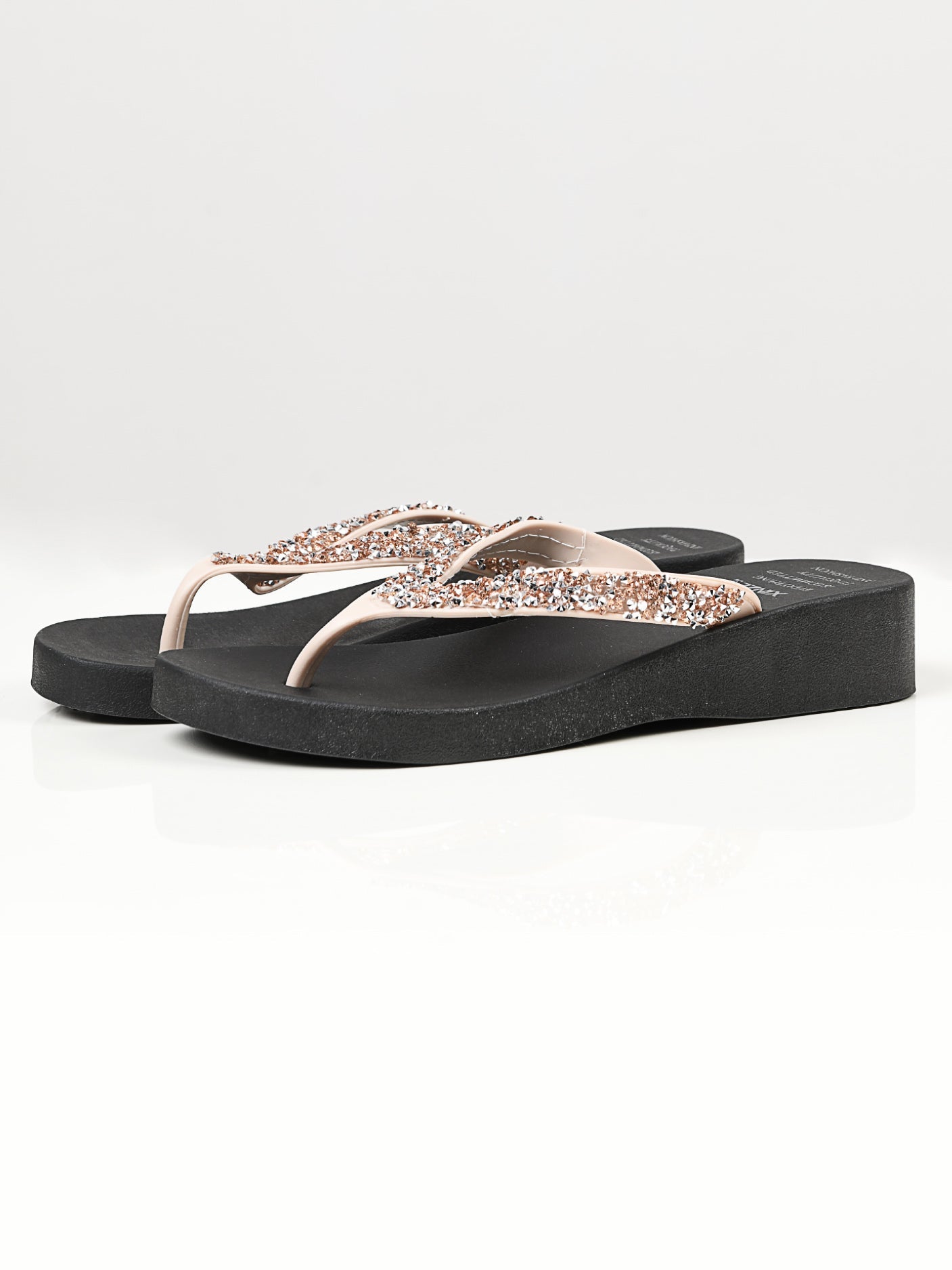 Limelight - Rhinestone Flip Flops - Beige