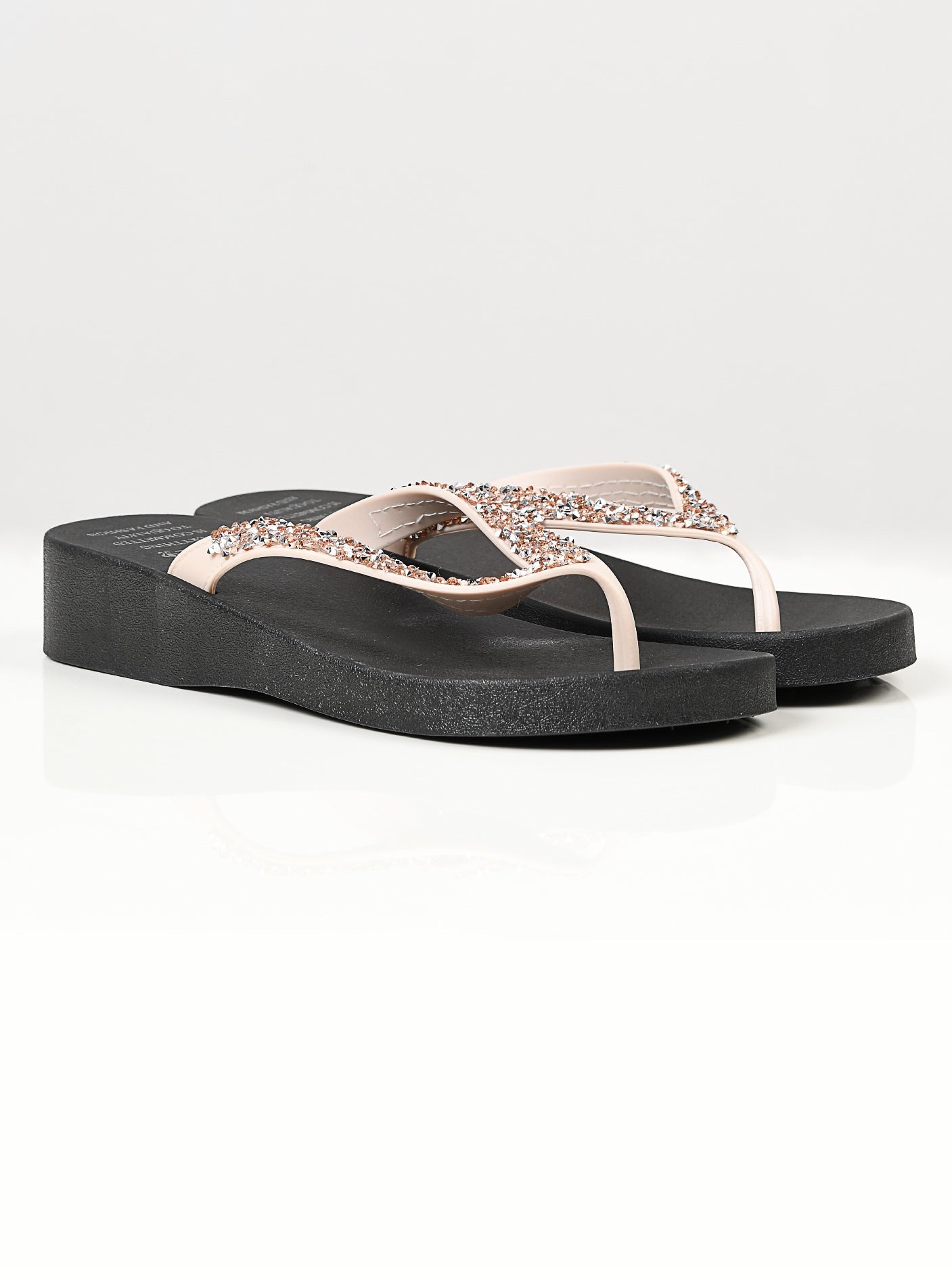 Limelight - Rhinestone Flip Flops - Beige