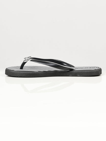 Limelight - Printed Bow Flip Flops - Black