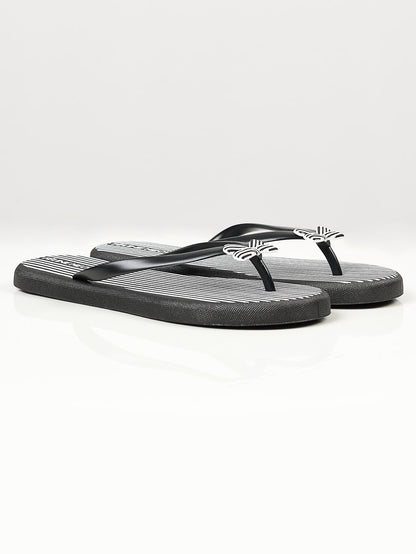 Limelight - Printed Bow Flip Flops - Black