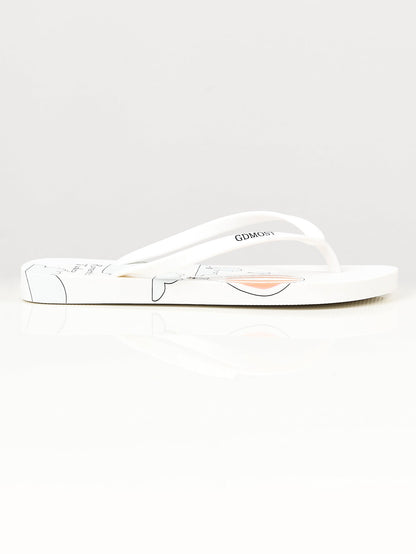 Limelight - Printed Flip Flops - White