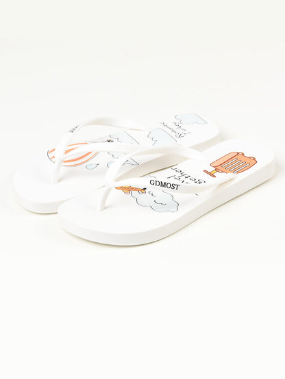 Limelight - Printed Flip Flops - White